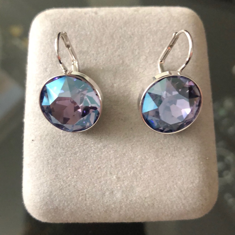 Swarovski Crystal Purple Drop Earrings